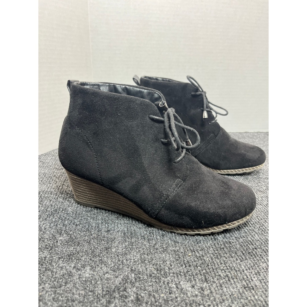 Jessica Cline Kynlee Wedge Booties Women 8W Black Lace Up Grunge Dark Academia